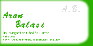 aron balasi business card